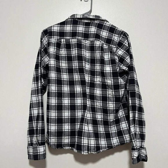 Frank & Eileen Barry Black‎ White Flannel Plaid Tailored Button Up Shirt - Picture 5 of 7